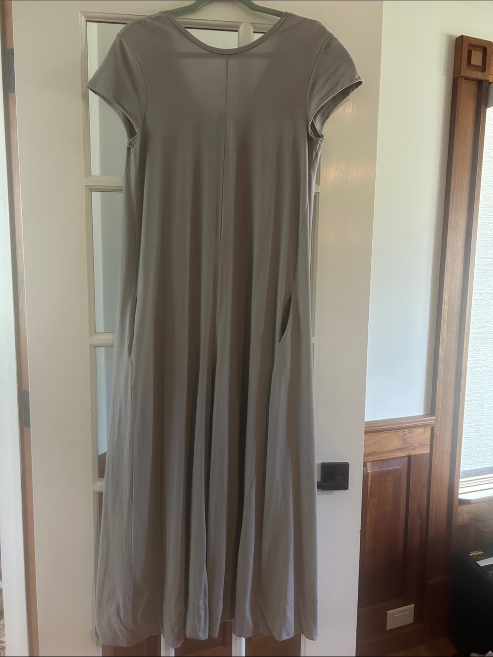 Relaxed Cap-Sleeve Maxi Dress in Gray